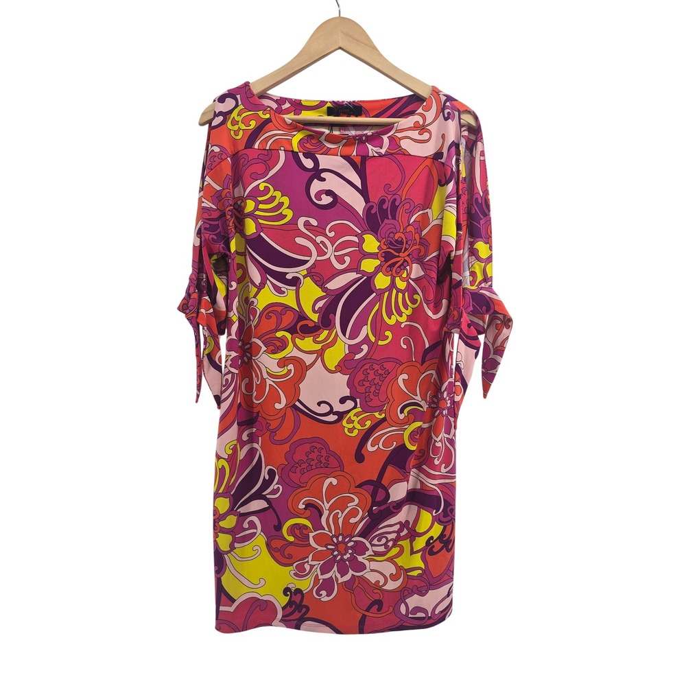 Trina Turk Dress Womens M 2403341PJ3 Pink Floral Cold Shoulder NEW